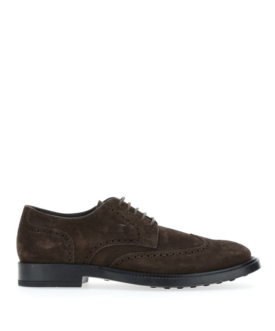 Tod's Lace-Up Wingtip Shoes In Suede