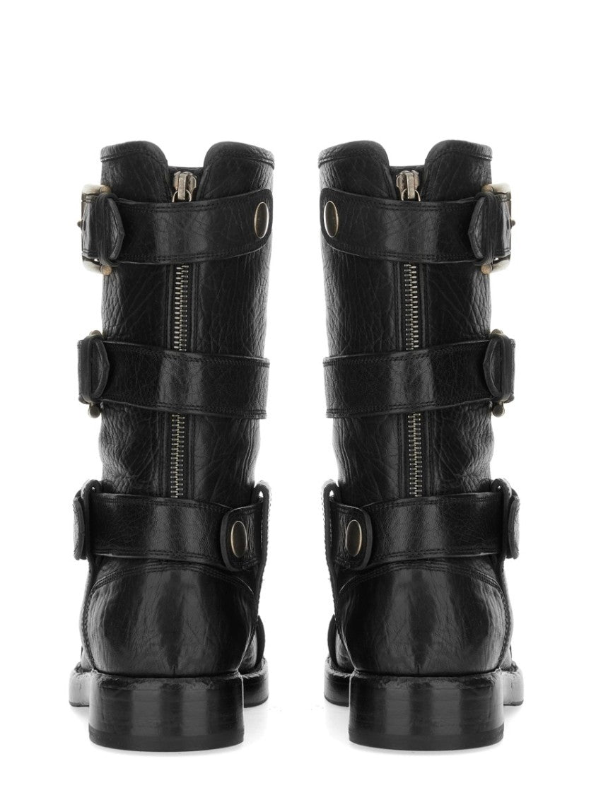 Dolce & Gabbana Mid-Calf Leather Boots With Adjustable Buckles