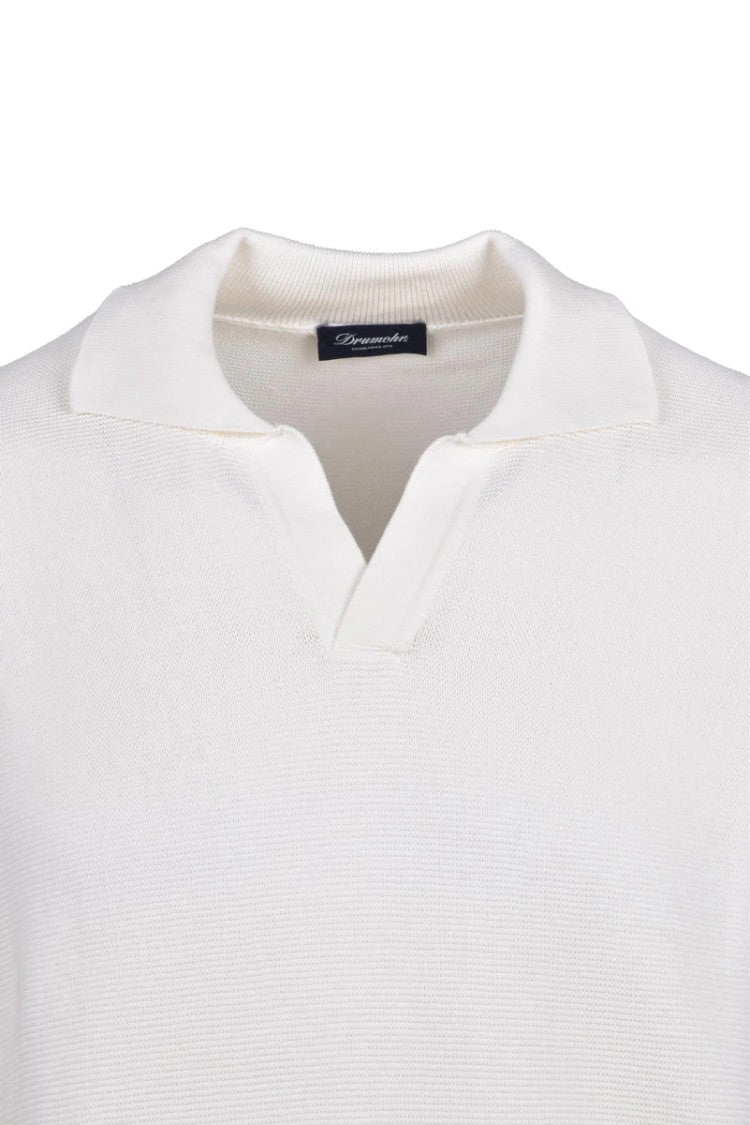 Drumohr Cotton Knit Polo Shirt - White