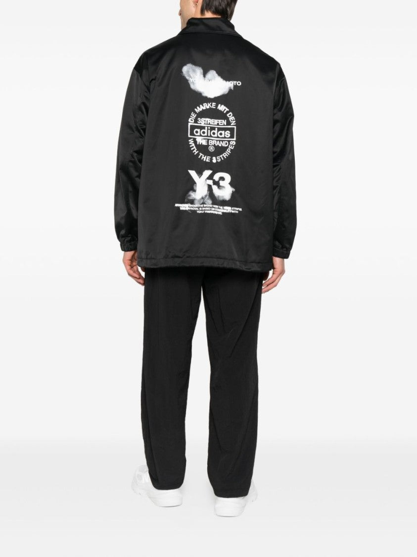 Y-3 Black Zipped Jacket With Press Stud Closure