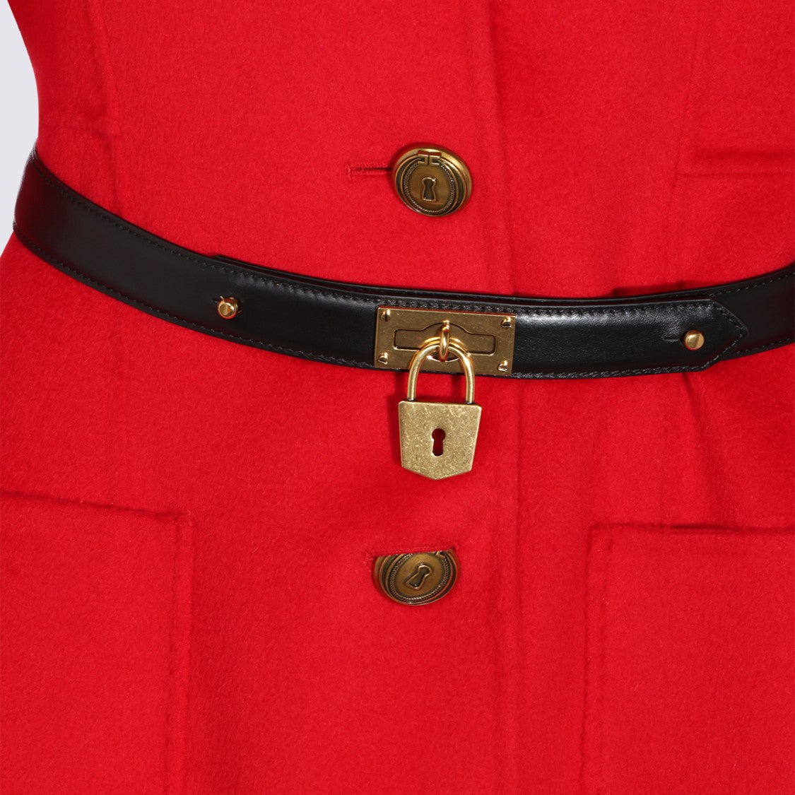 Elisabetta Franchi Long Tailored Coat With Classic Lapel And Gold Accents