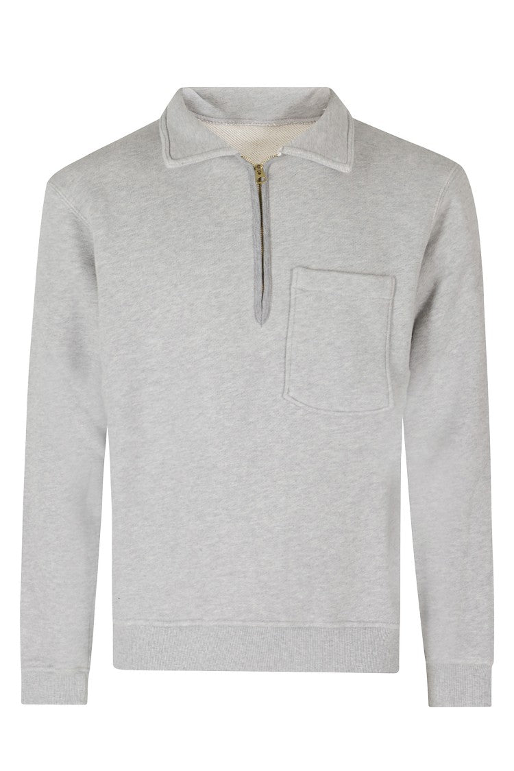 Fortela Melange Classic Collar Golden Zip Cotton Fleece Sweatshirt