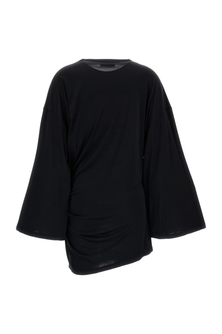 The Attico Gathered Draped Front Mini Dress With Scoop Cutout Detail