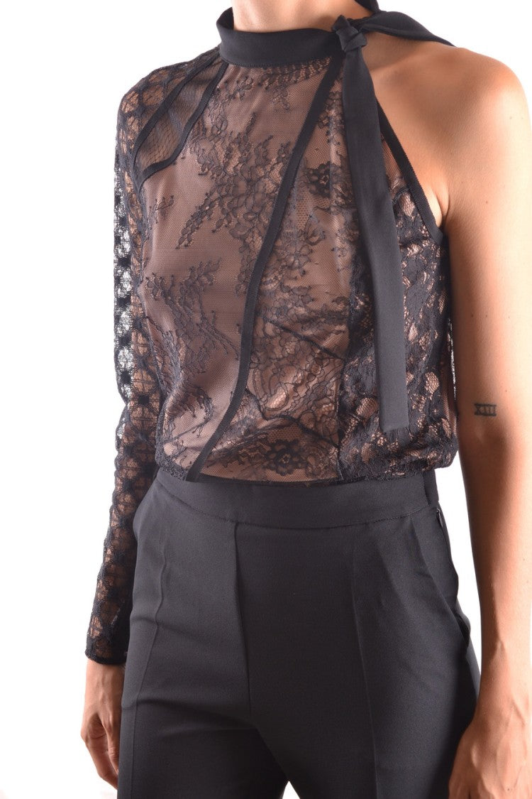Pinko Asymmetrical Lace Top Ensemble With Tailored Pants
