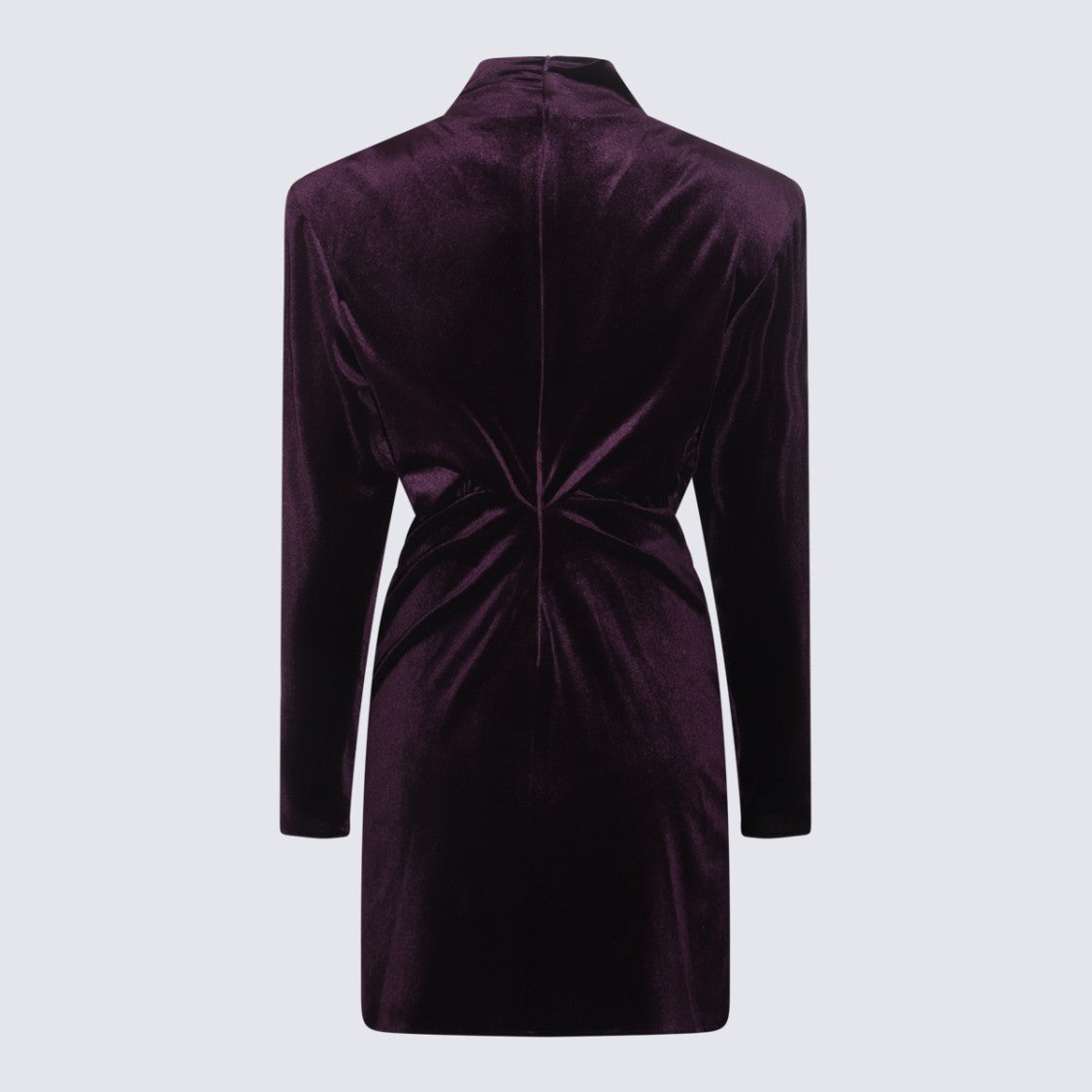 The New Arrivals By Ilkyaz Ozel Deep Purple Velvet Mini Dress With Gathered Detailing