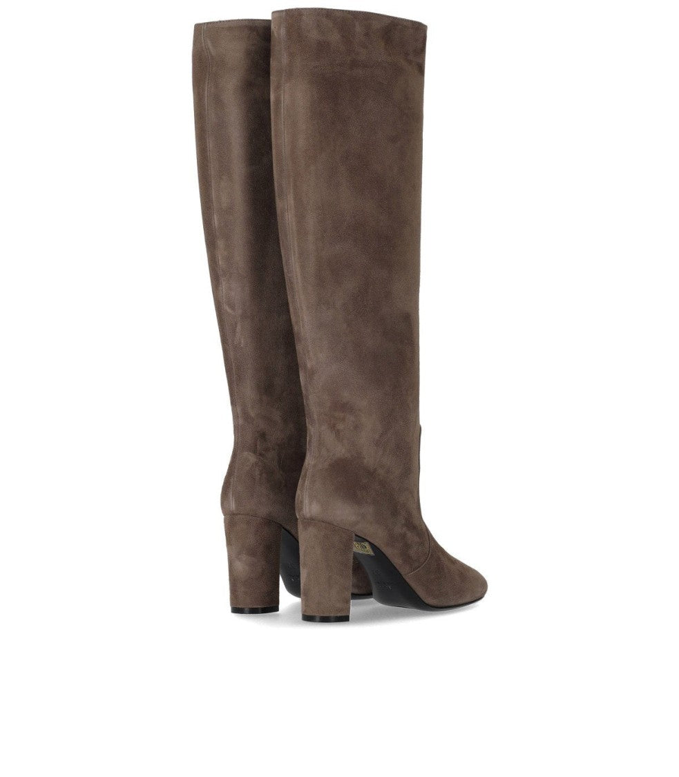 Via Roma 15 Grey Suede Heeled High Boot