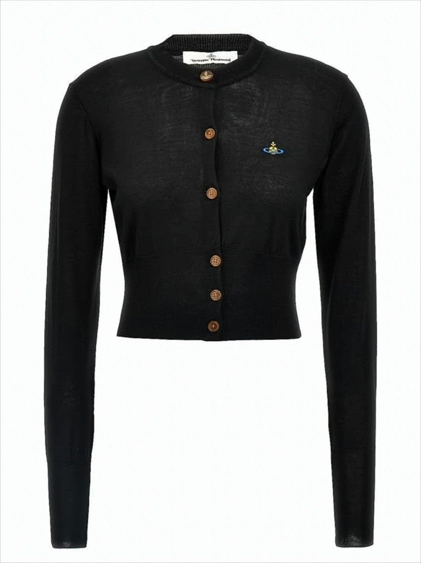Vivienne Westwood Cropped Black Cardigan With Button-Down Front