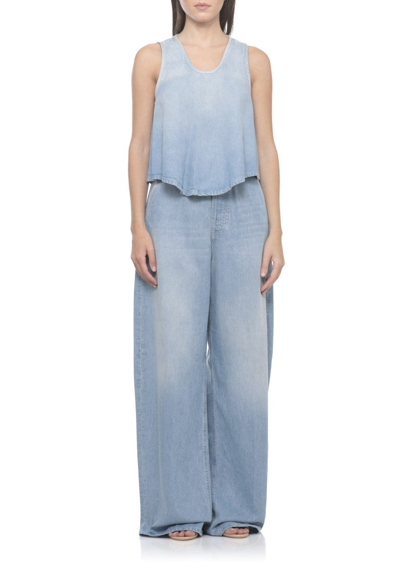 Dondup Blue Flared Denim Tank Top