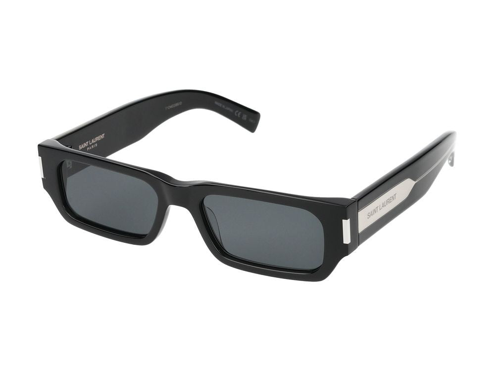 Saint Laurent Black Dark Tinted Rectangular Acetate Sunglasses