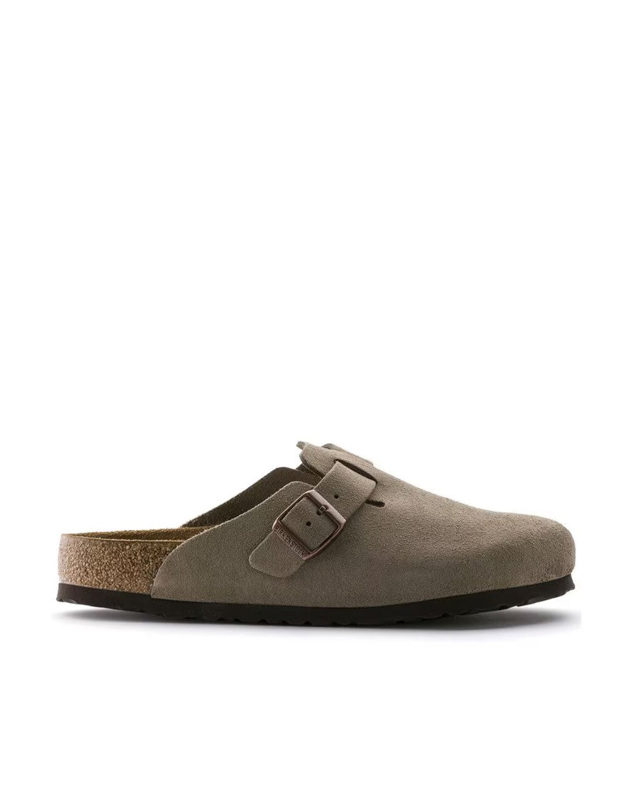 Birkenstock Boston Taupe Suede Leather Mules