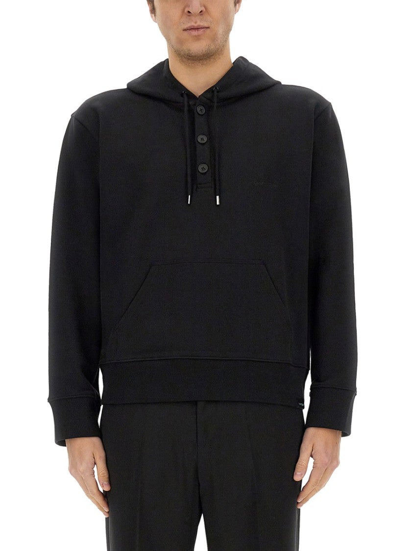 Courrèges Relaxed Black Hoodie With Drawstring Hood