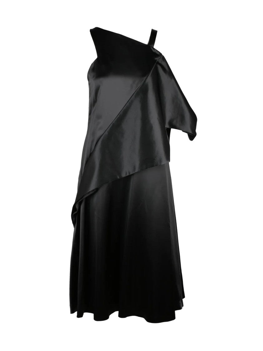 Noir Kei Ninomiya Black One-Shoulder Asymmetrical Acetate Mini Dress