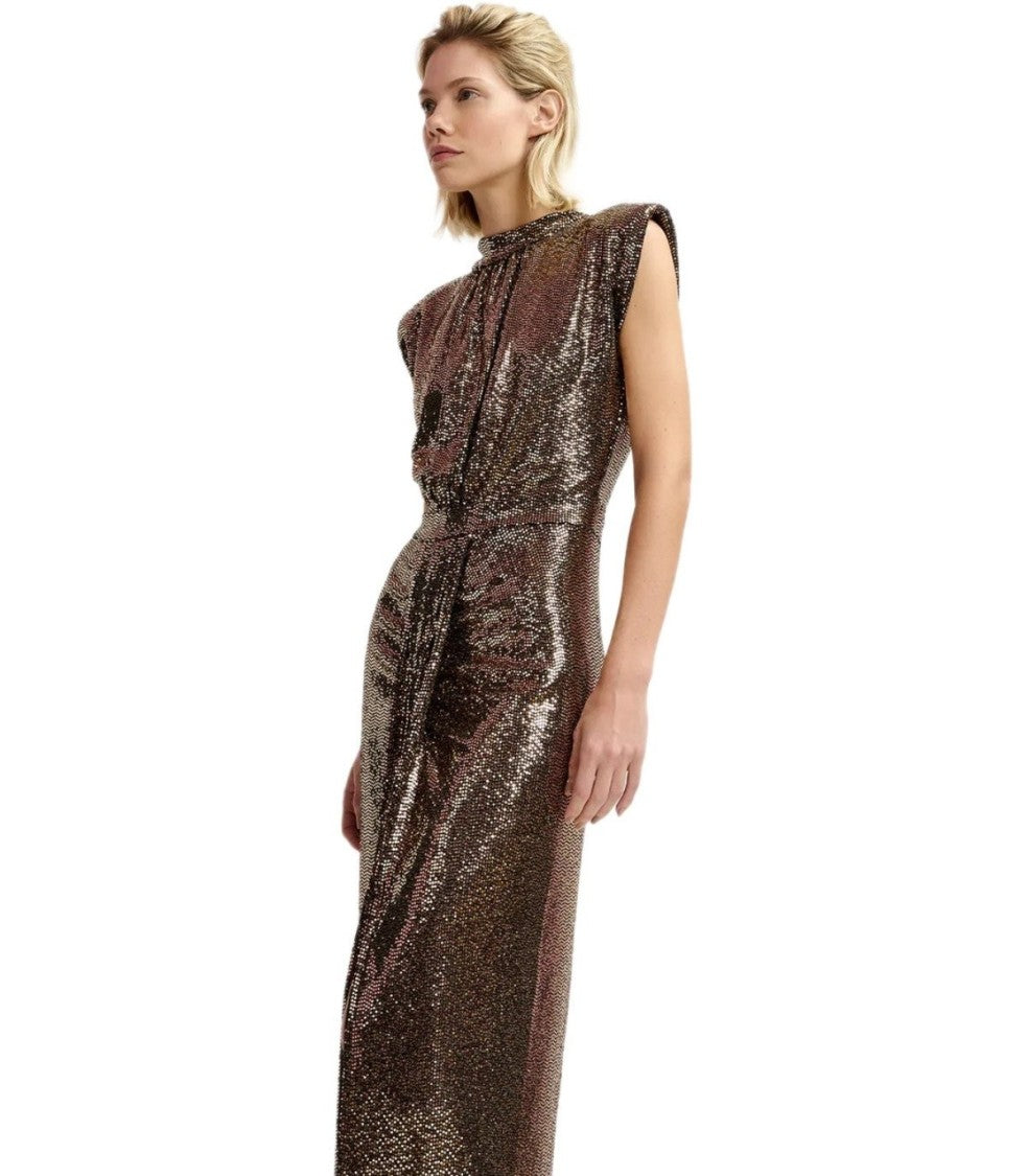 Essentiel Antwerp Gonnak Gold Midi Dress