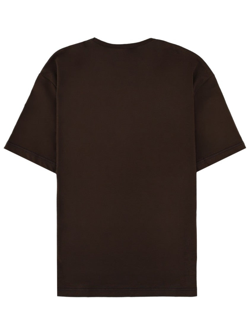 Lemaire Solid Brown Cotton-Linen Chest Pocket T-Shirt