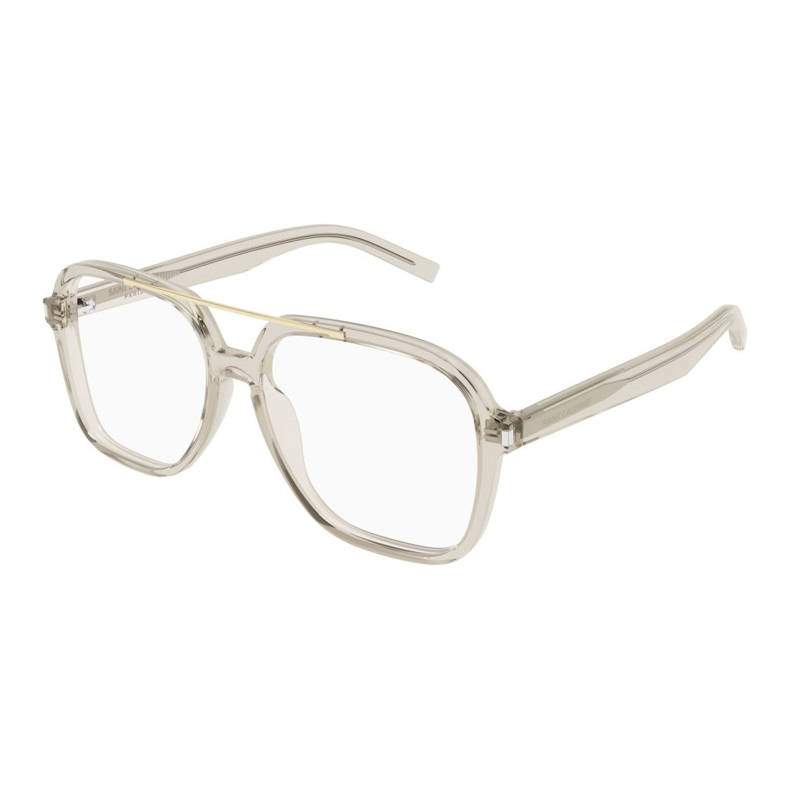 Saint Laurent Translucent Square Frame Sunglasses With Gold Accent