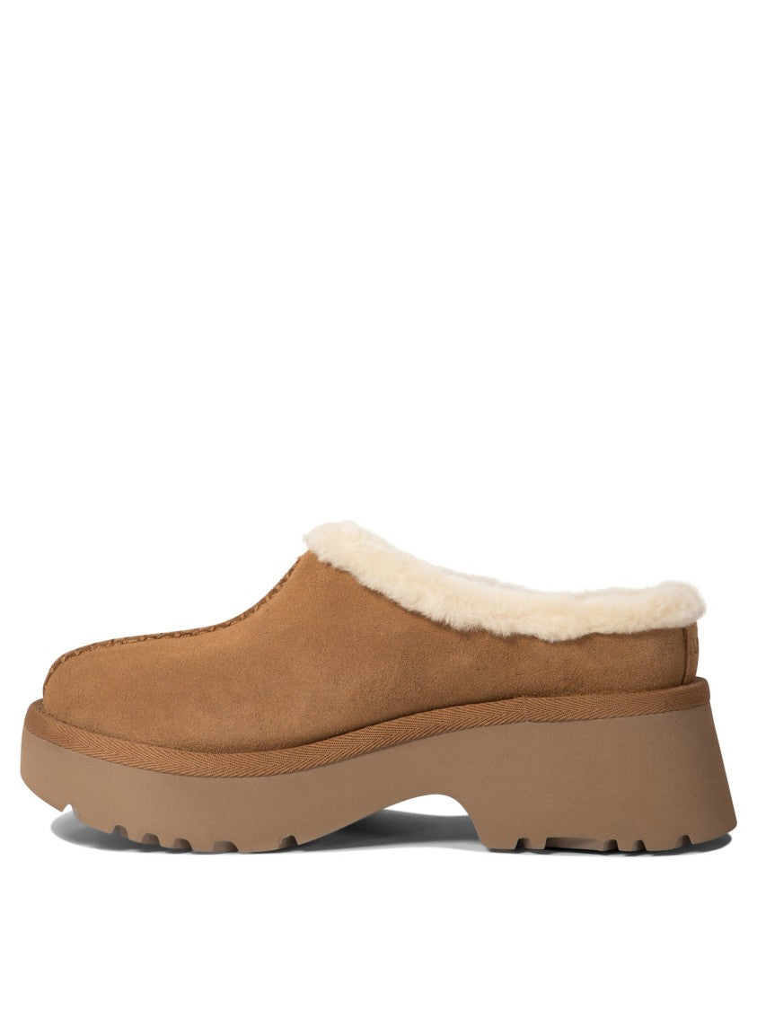 Ugg Plush Brown Leather Loafers With Textured Sole