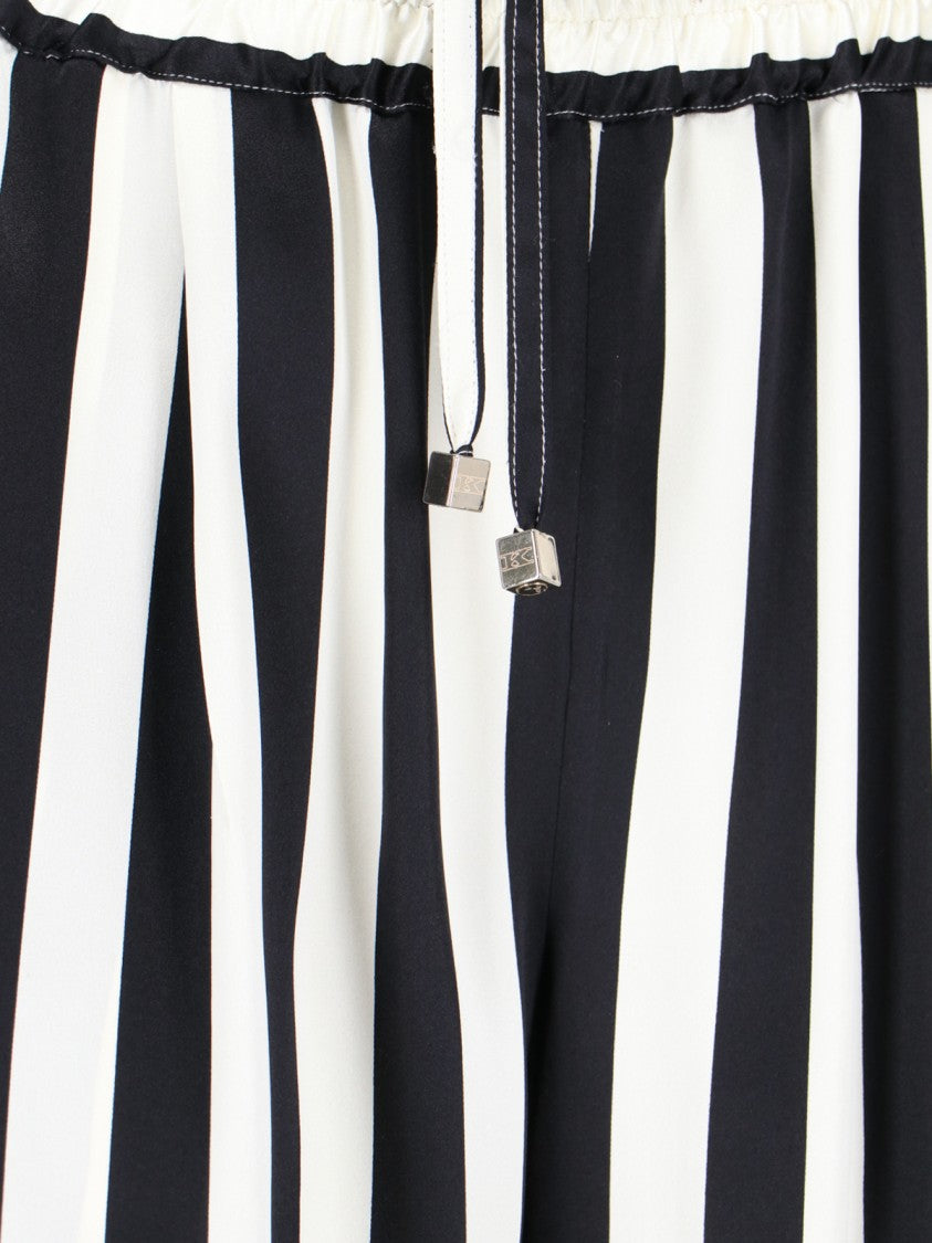 Kiton Silk Shorts Black And White Striped Pattern