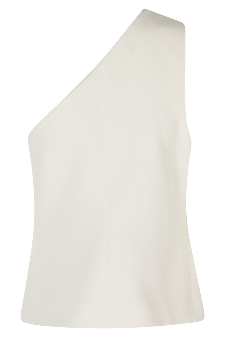 Federica Tosi White Tailored Asymmetrical One-Shoulder Cady Vest