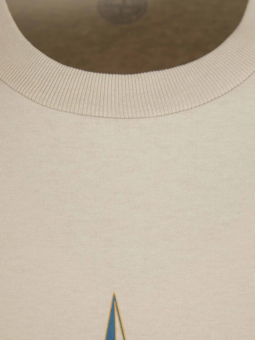 Stone Island Cropped Short-Sleeved T-Shirt With Compass Logo