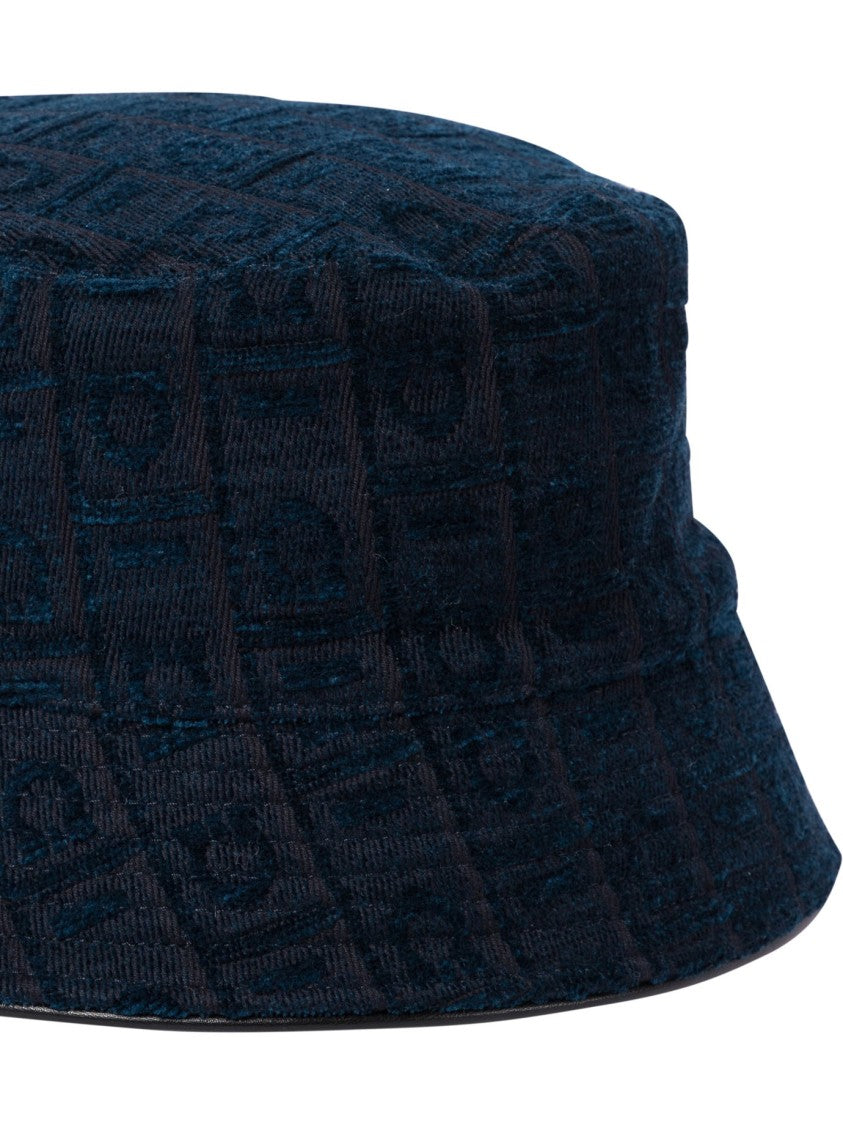 Ferragamo Textured Blue Bucket Hat