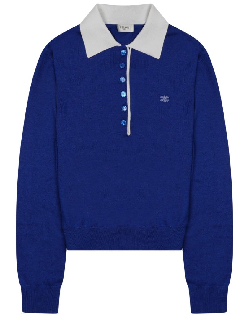 Celine Polo Style Cashmere-Silk Knit Top