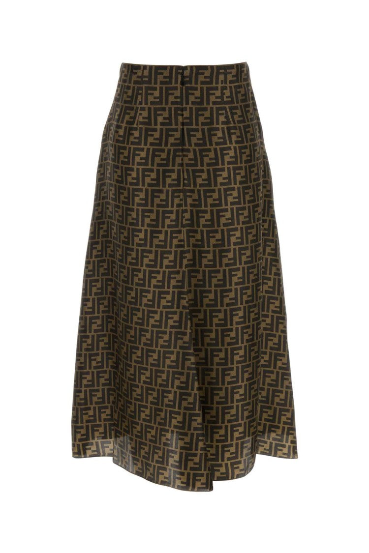 Fendi Embroidered Silk Skirt