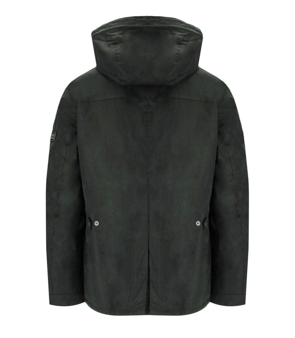 Barbour International Auto Wax Sage Green Hooded Jacket
