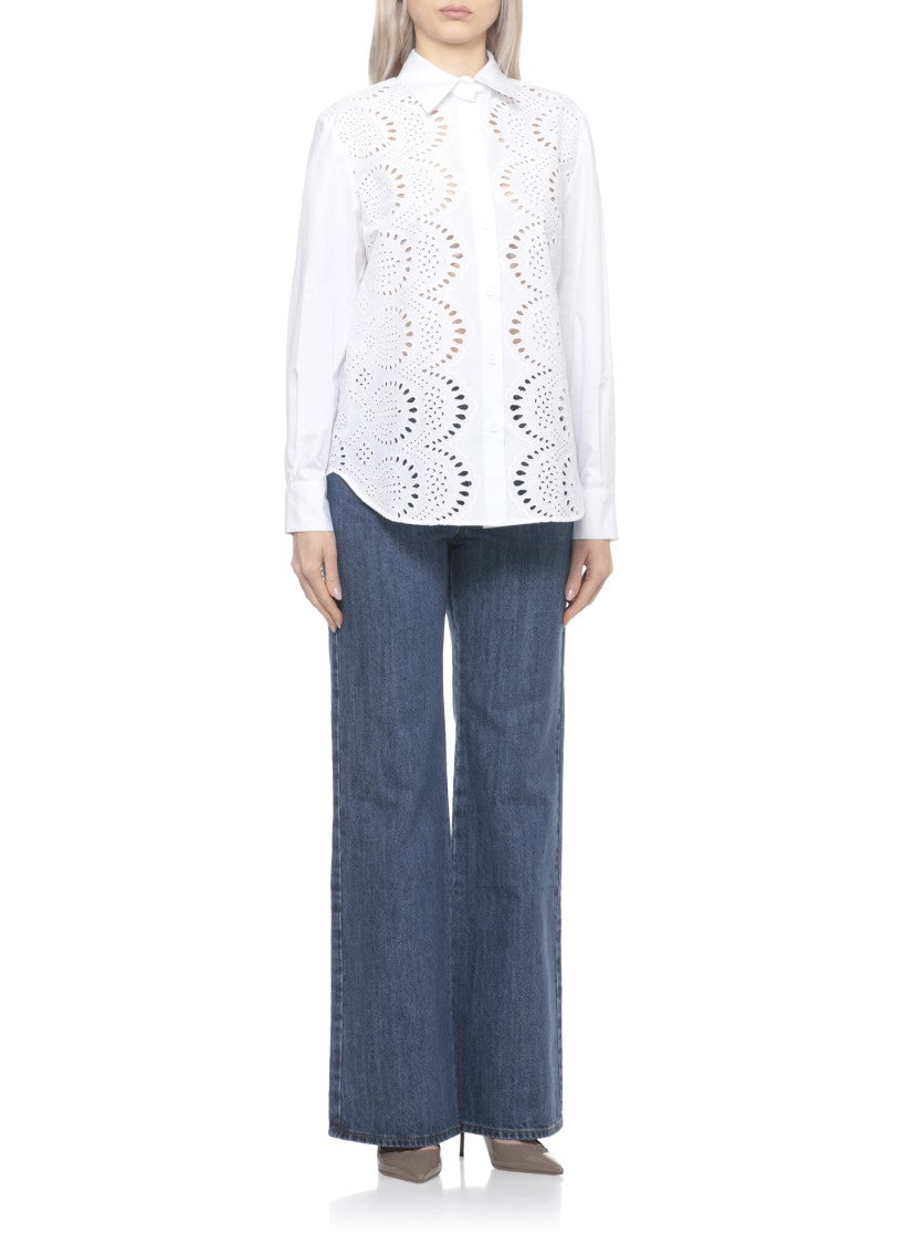 Parosh White Cannes Lace Cotton Shirt