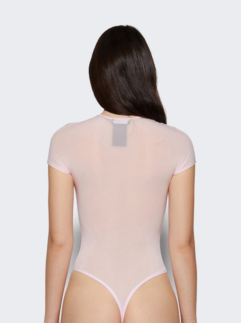 Wardrobe.Nyc Sheer Cap Sleeve Bodysuit Blush
