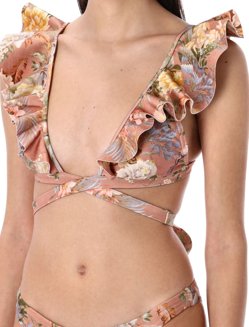 Zimmermann Tallow Wrap Ruffle Bikini