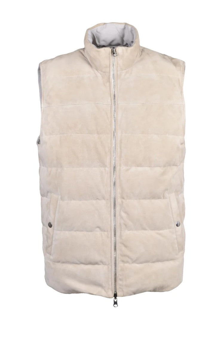 Eleventy Leather Gilet - Beige