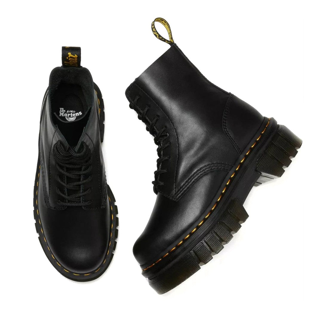 Dr. Martens Black Audrick Nappa Lux Smooth Leather Ankle Boots