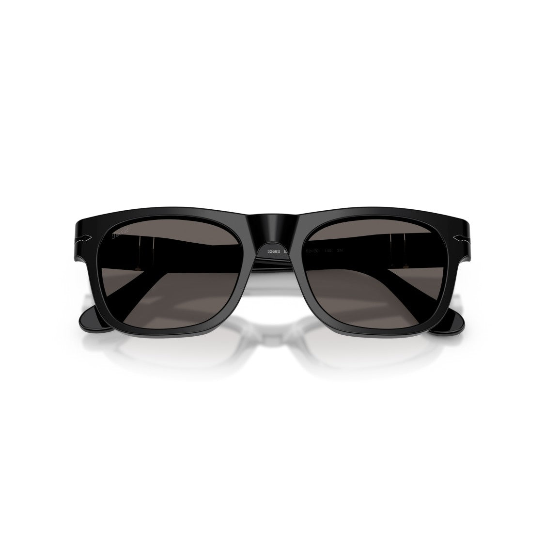 Persol Rectangular Black Acetate Sunglasses With Silver Accents