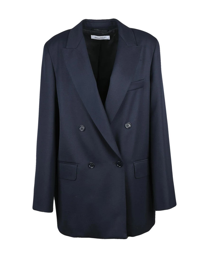 Max Mara Blue Virgin Wool Double-Breasted Jacket