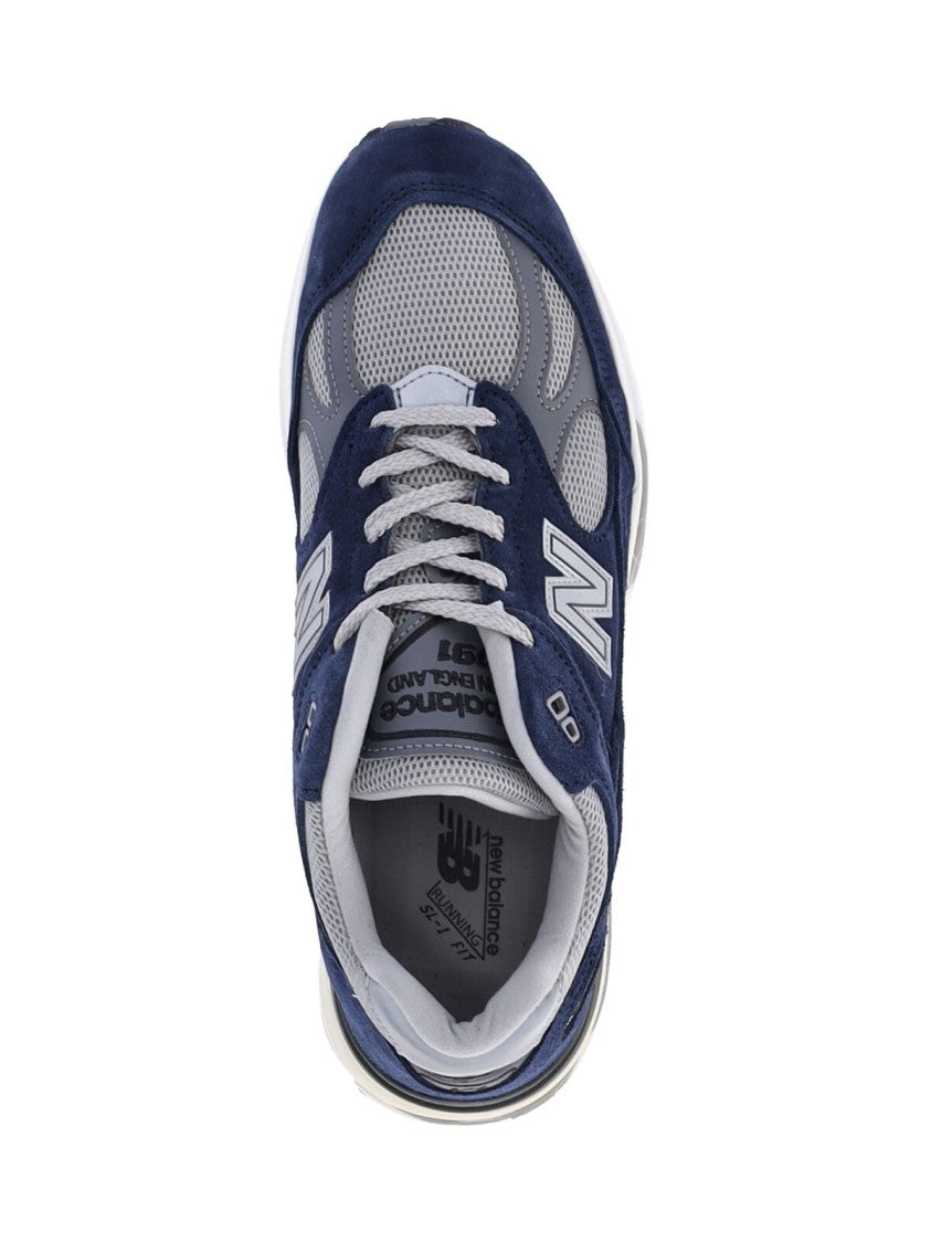 New Balance Blue 991V2 Suede Gray Mesh Sneakers