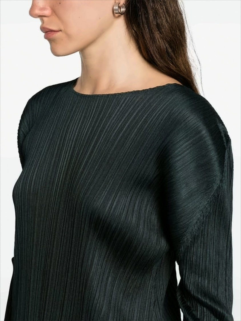 Pleats Please Pleated Midi Dress With Round Neckline