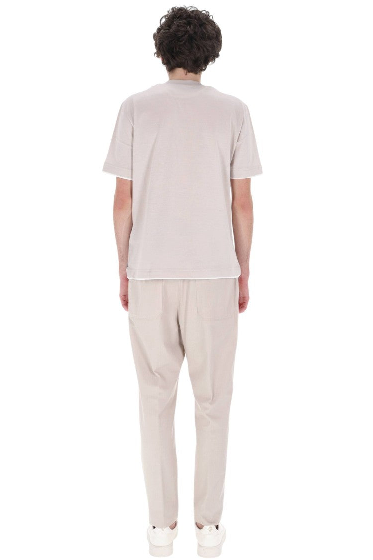 Eleventy Contrast Trim Giza Cotton T-Shirt
