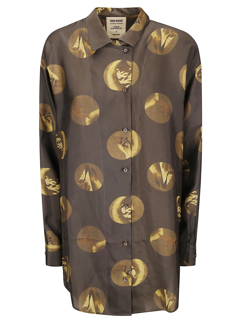 Uma Wang Oversized Printed Shirt With Front Button Closure And Regular Collar