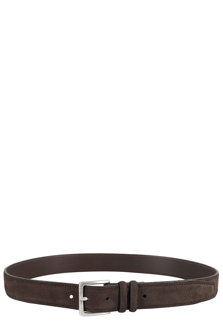 Orciani Suede Leather Belt With Metallic Buckle