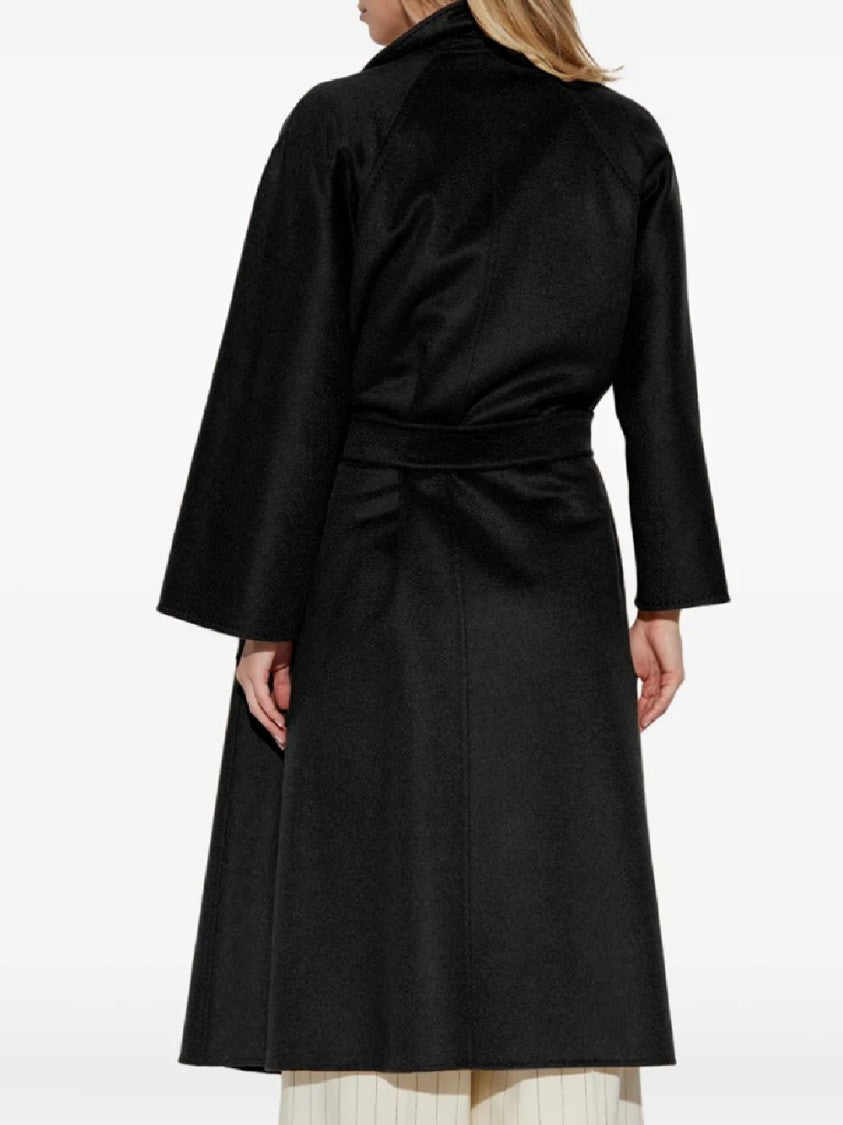 Max Mara Long Black Cashmere Wrap Coat