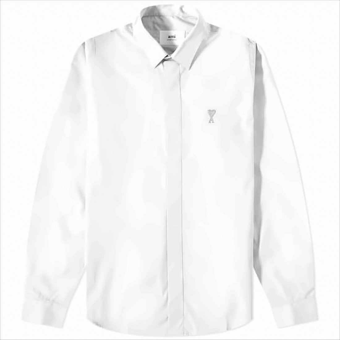 Ami Paris Long-Sleeve White Cotton Shirt With Refined Detailing