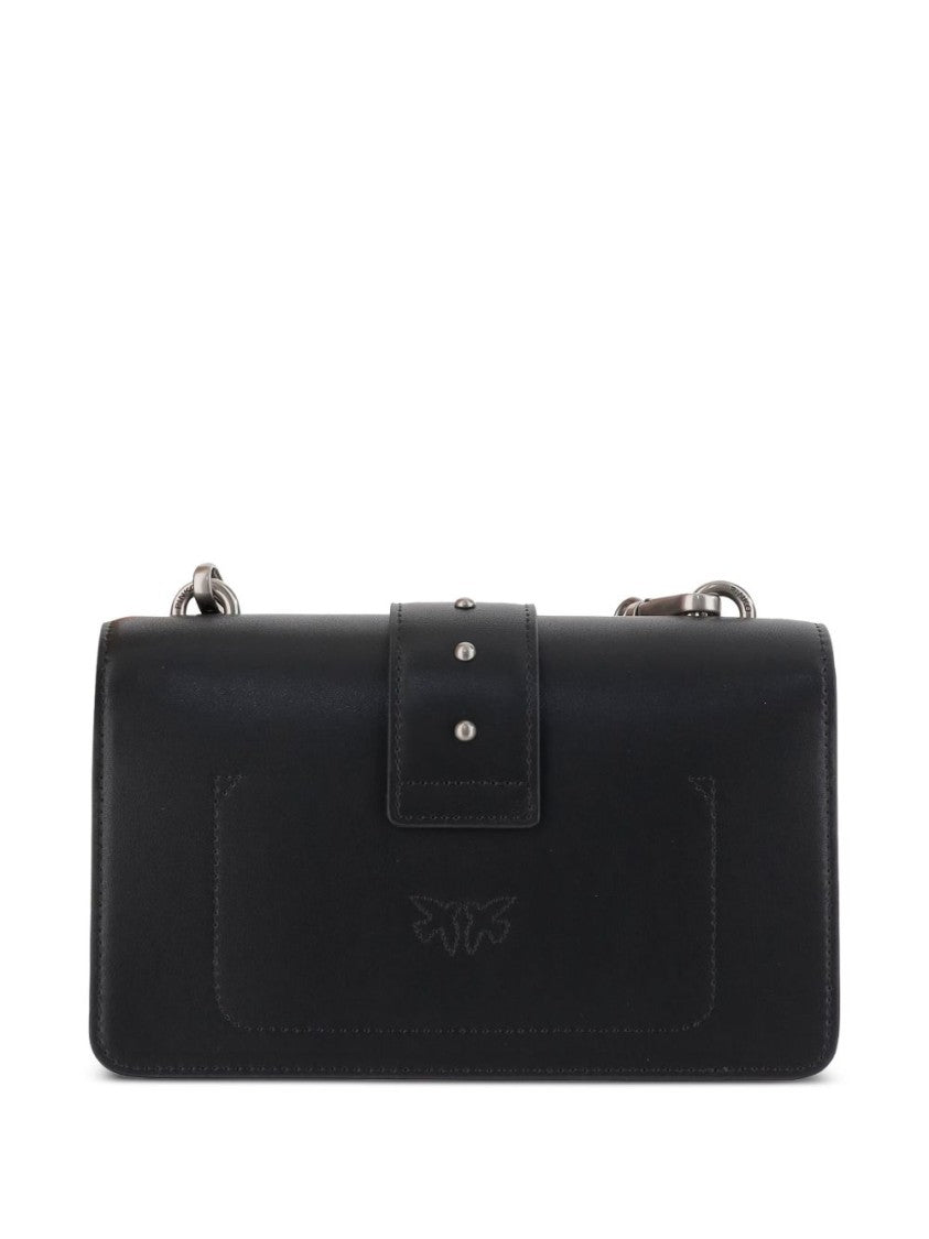 Pinko Rectangular Black Bag With Silver-Tone Buckle