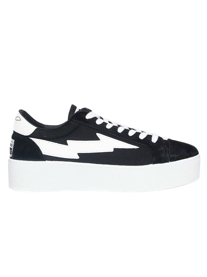 Sanyako Sneaker In Black Cotton, Box Sole