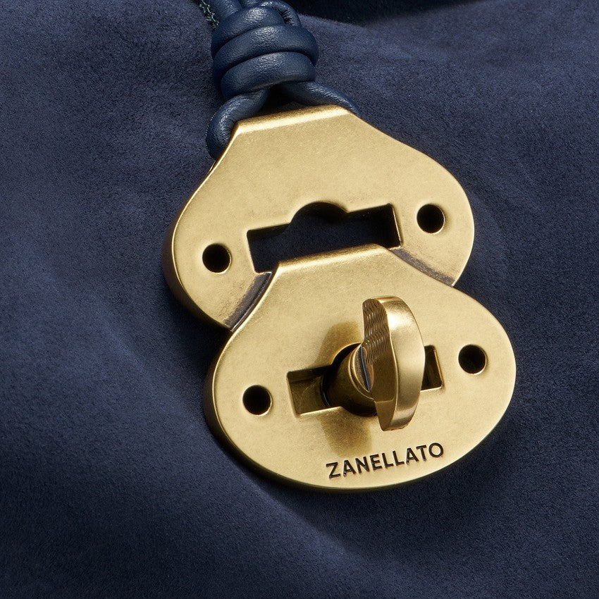 Zanellato Blue Leather Roll-Top Handbag