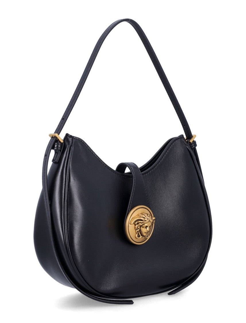 Versace Small Hobo Crescent Leather Shoulder Bag