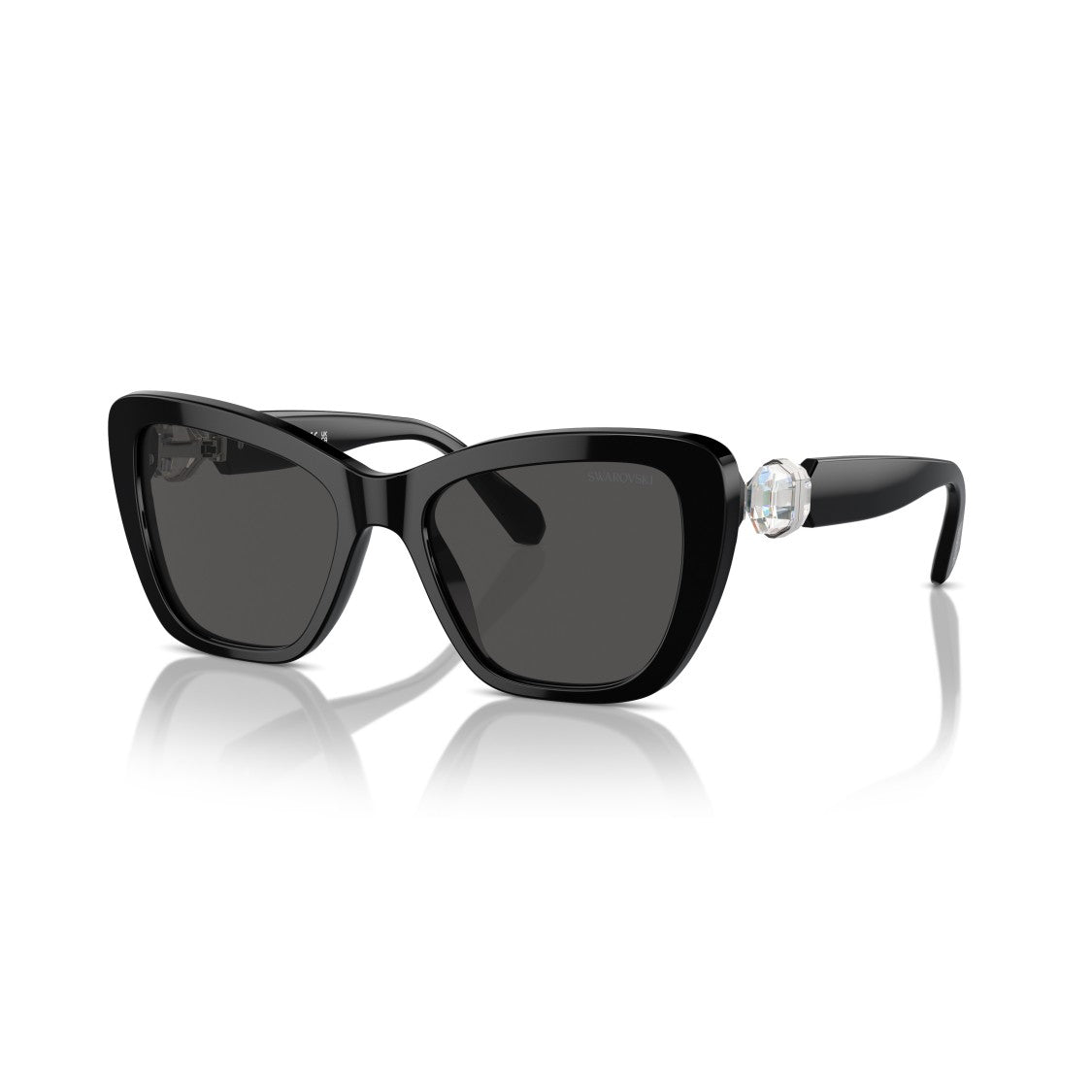 Swarovski 0Sk6018 Oversized Black Cat-Eye Sunglasses With Crystal Embellishments
