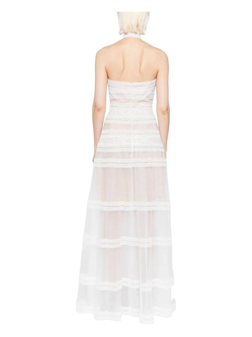 Saiid Kobeisy Lace Striped Long Dress