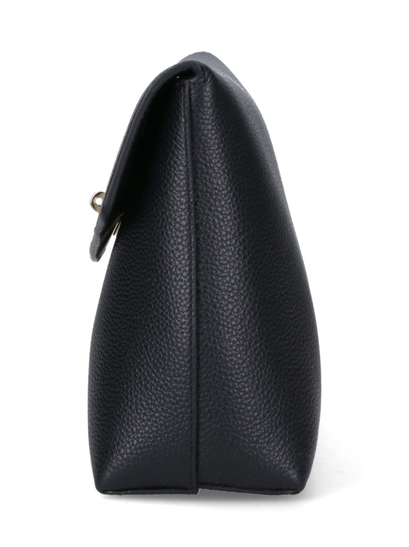 Mulberry Textured Black Leather Rectangular Clutch