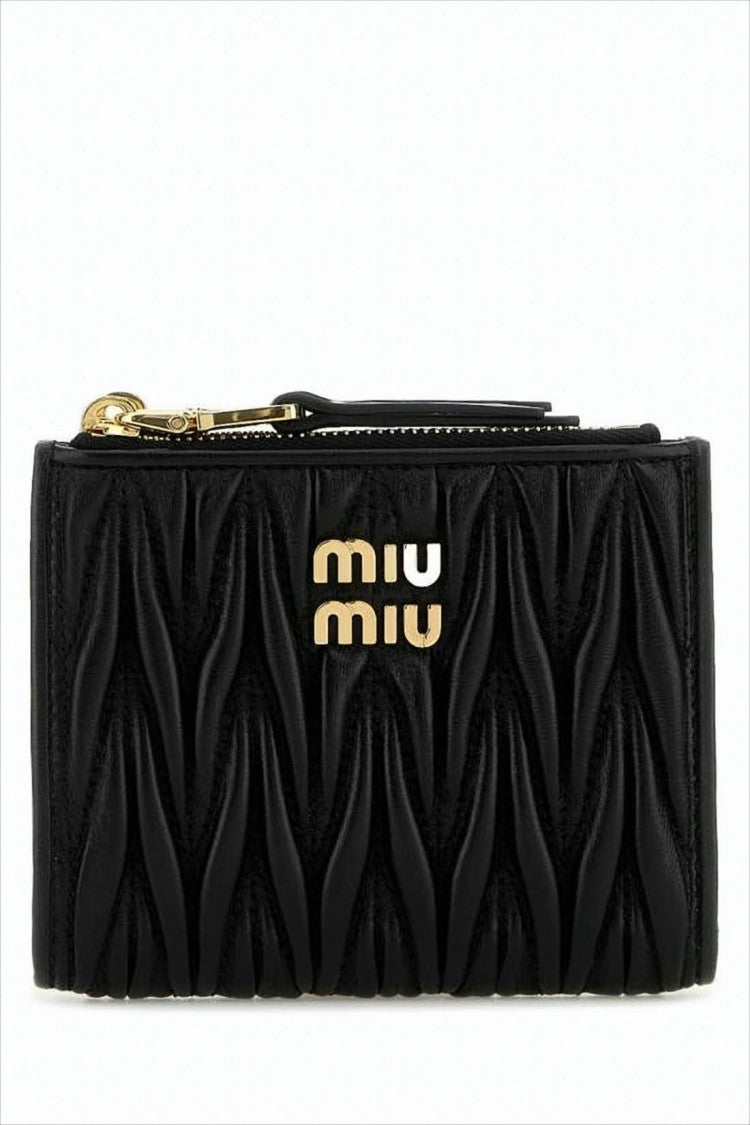 Miu Miu Ruched Lambskin Leather Wallet
