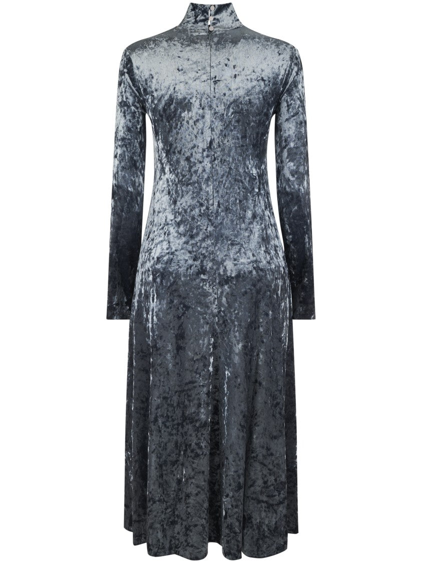 Forte Forte Iridescent Stretch Velvet Turtleneck Dress